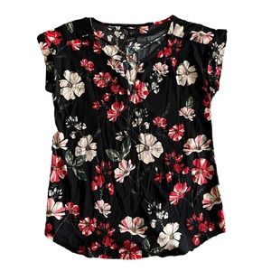 Express Floral Crisscross Front Blouse